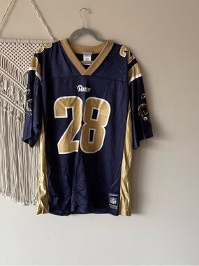 Vintage St. Louis Rams #28 Football Jersey in Navy and Gold
